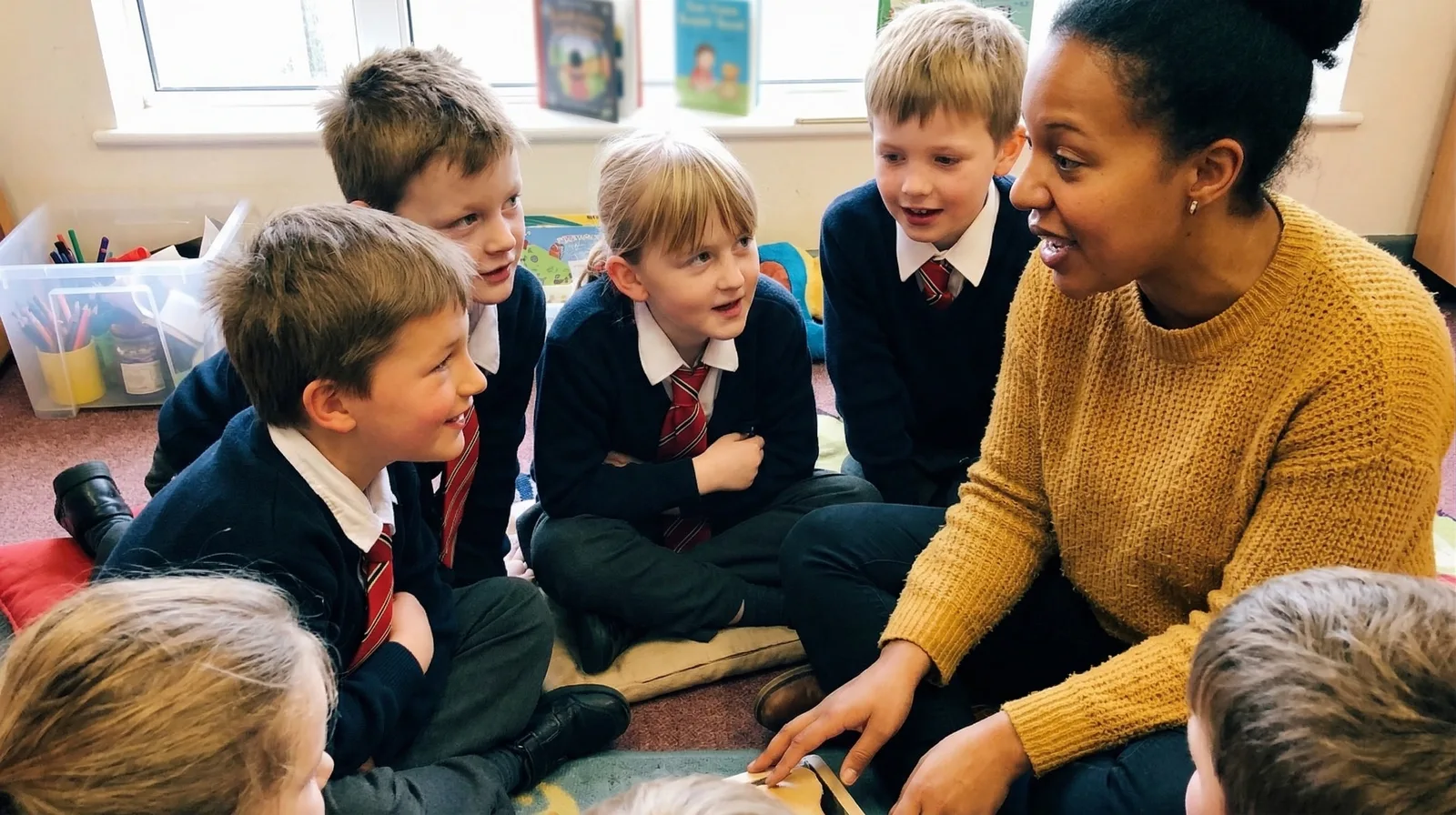 Primary pupils in a circle-time RSE session led by a Tailor educator